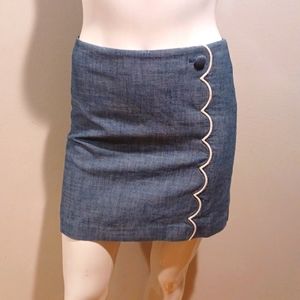 J. CREW Chambray embroidery scalloped mini skirt